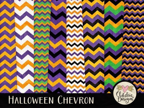 Halloween Chevron Digital Scrapbook Paper Pack