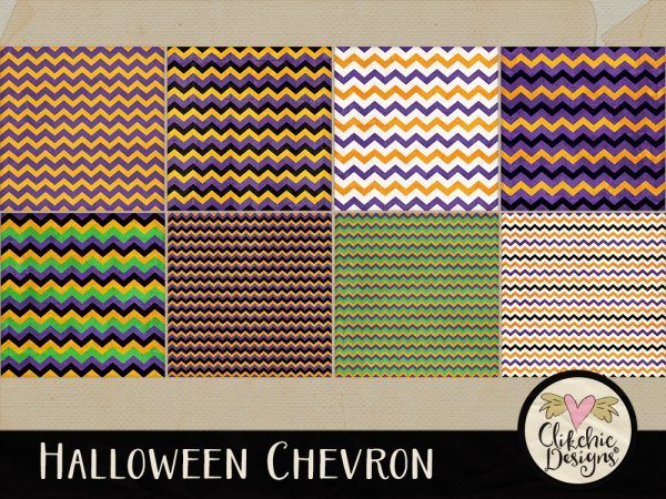 Halloween Chevron Digital Paper Pack