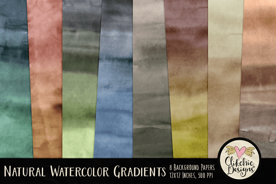 Natural Watercolor Gradients Background Texture Paper Pack