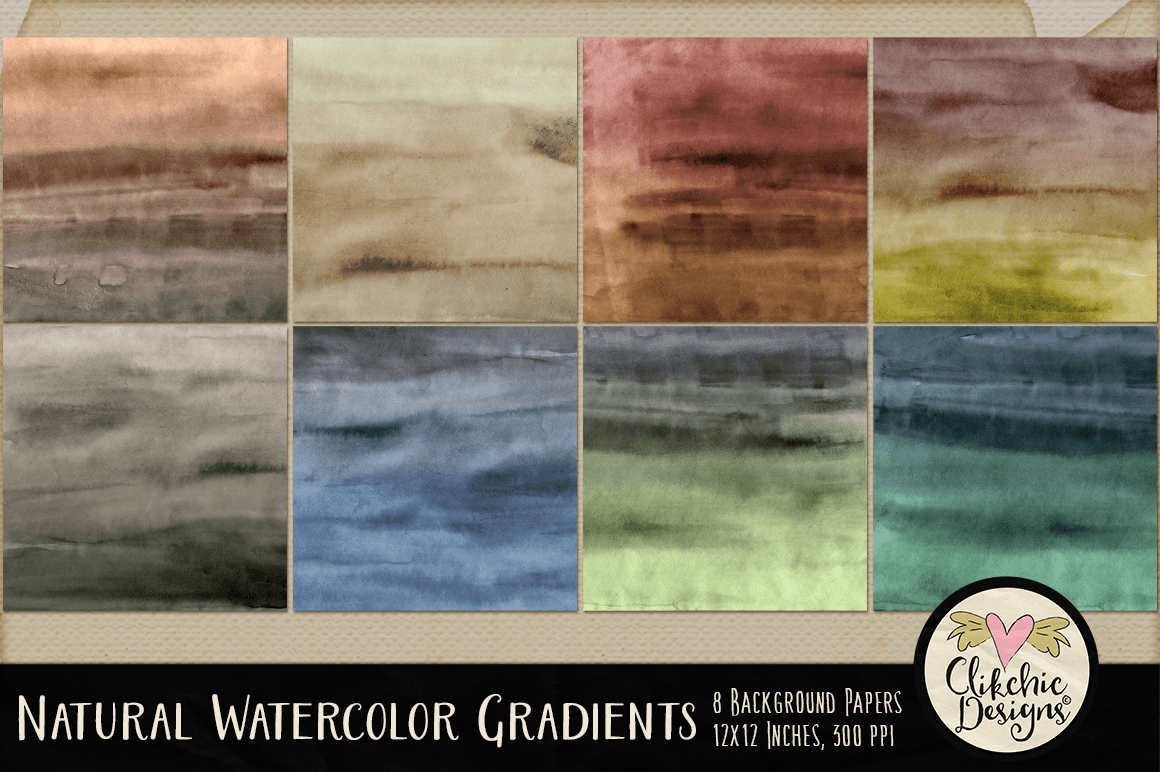 Natural Watercolor Gradients Background Texture Paper Pack