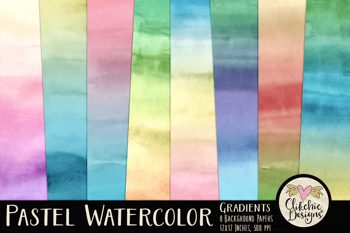 Pastel Watercolor Gradient Texture Backgrounds Paper Pack