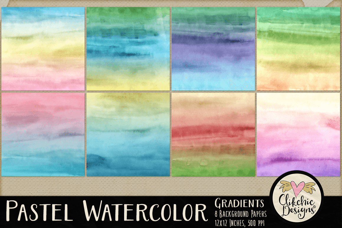 Pastel Watercolor Gradient Texture Backgrounds Paper Pack