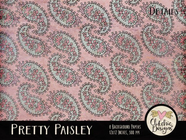 Pretty Paisley Digital Scrapbook Paper Pack