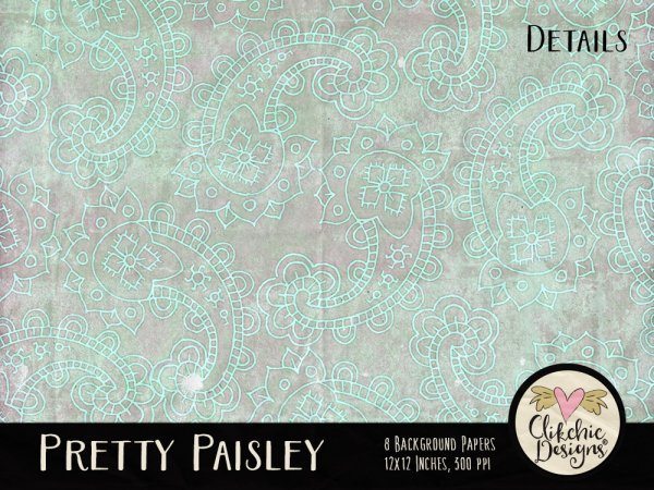 Pretty Paisley Digital Scrapbook Paper Pack