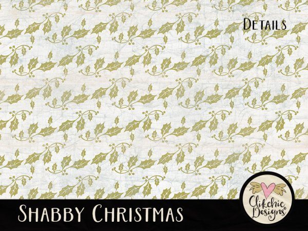 Shabby Christmas Digital Scrapbook Paper Pack
