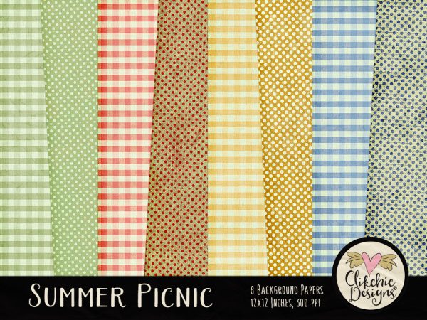 Summer Picnic Digital Scrapbook Paper pack