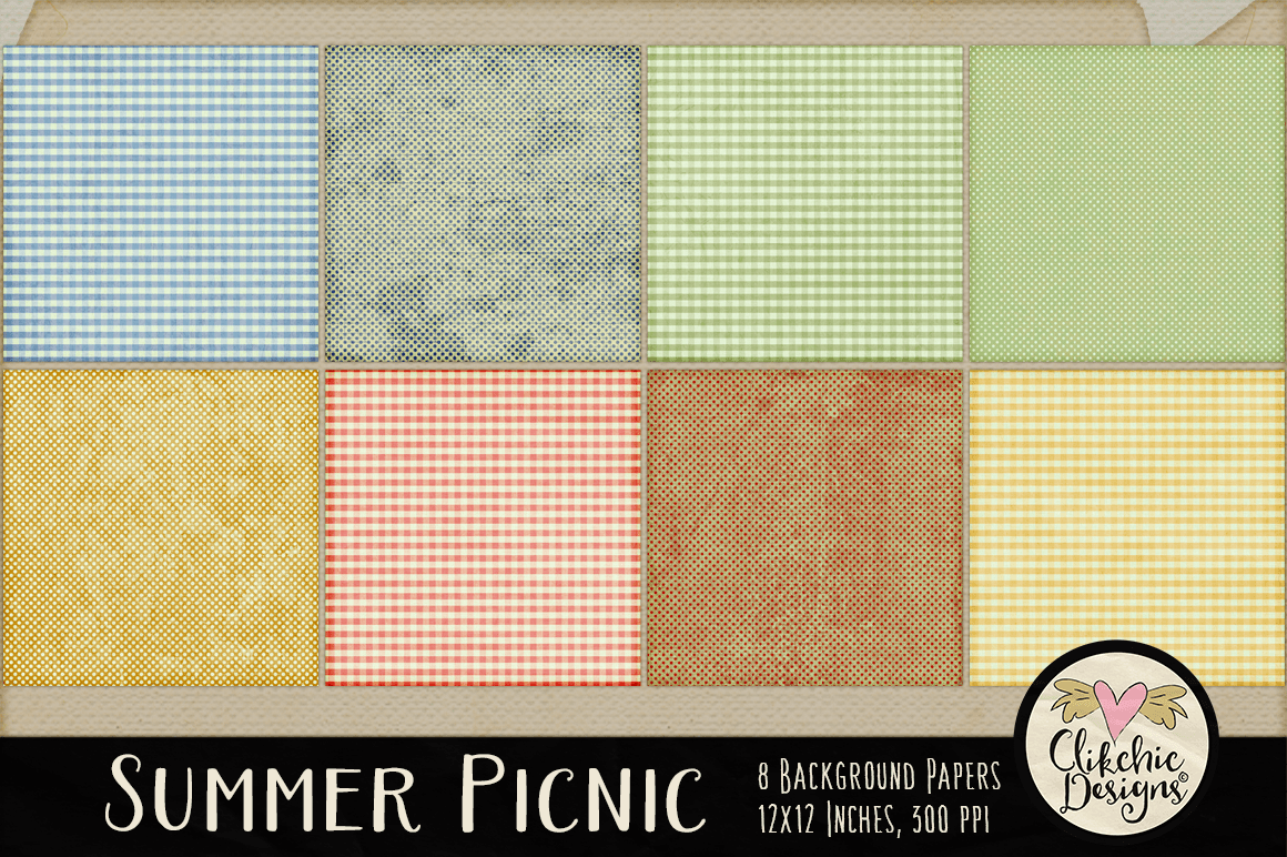 Summer Picnic Background Paper Pack by Clikchic Designs