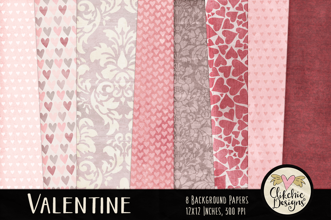 Valentine Digital Background Paper Pack by Clikchic Designs