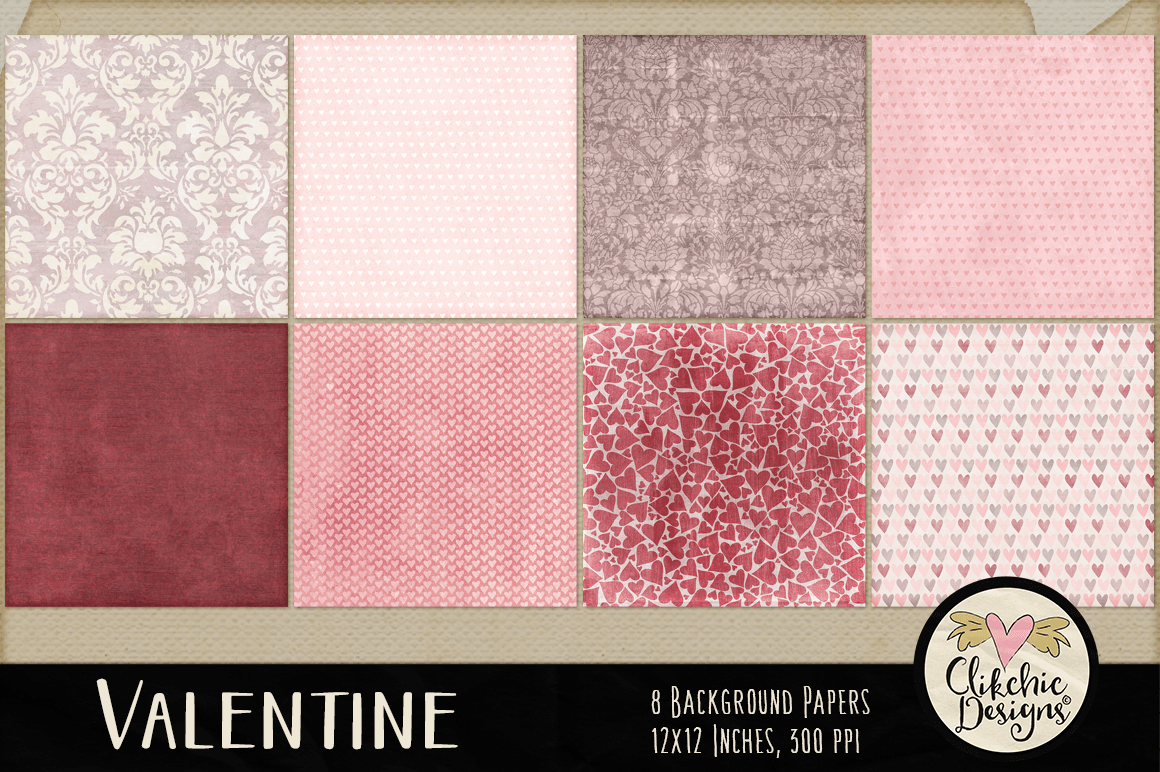 Valentine Digital Background Paper Pack by Clikchic Designs