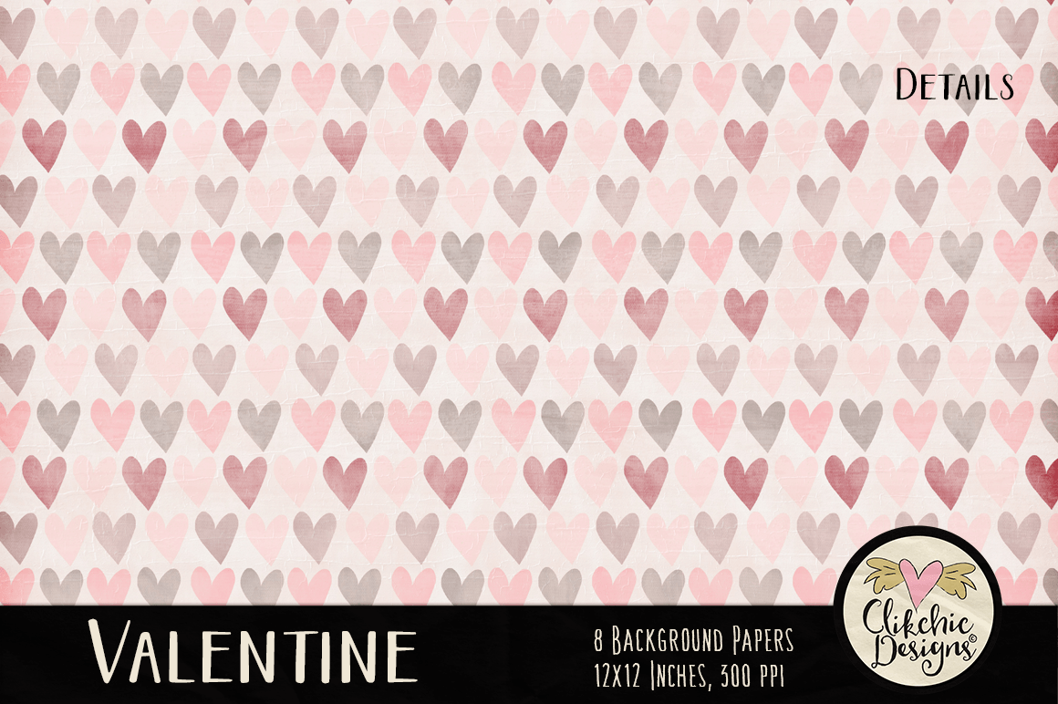 Valentine Digital Background Paper Pack by Clikchic Designs