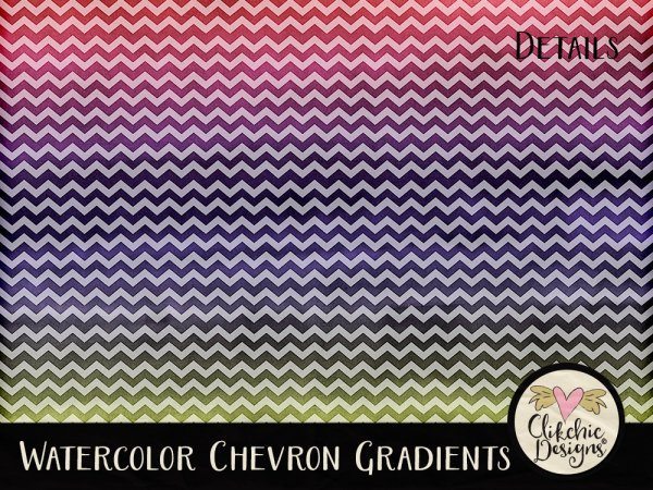 Watercolor Chevron Gradients Digital Scrapbook Paper Pack