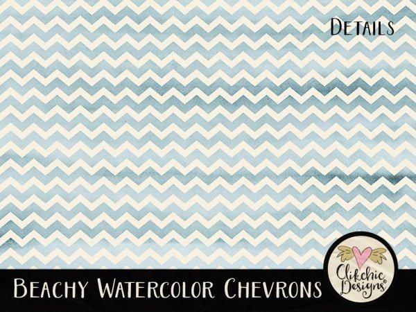 Beachy Watercolor Chevrons Digital Paper Pack