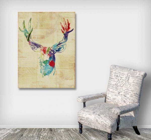 Deer Buck Mixed Media Art Canvas