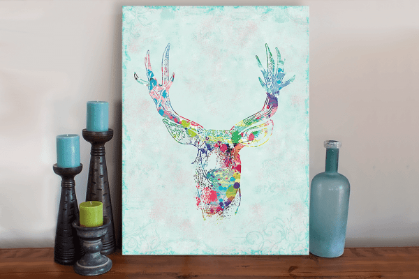 Splattered Deer Art Canvas