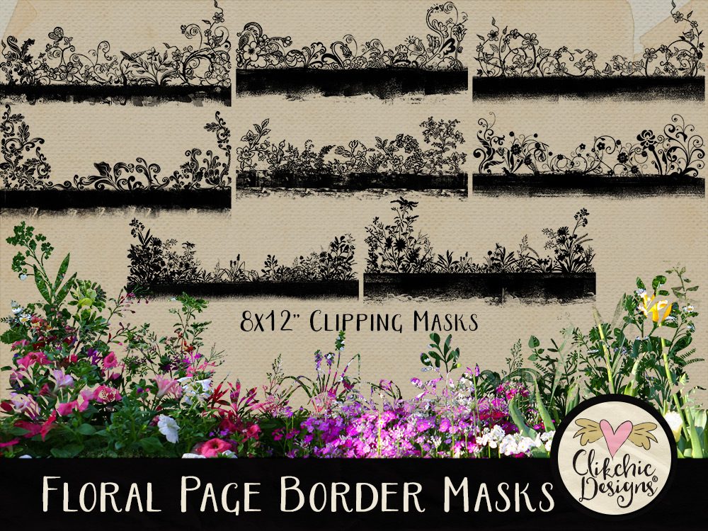 Floral Page Borders Photoshop Clipping Masks