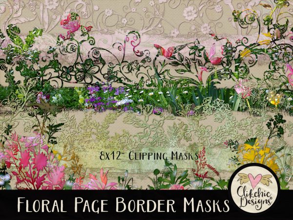 Floral Page Borders Photoshop Clipping Masks