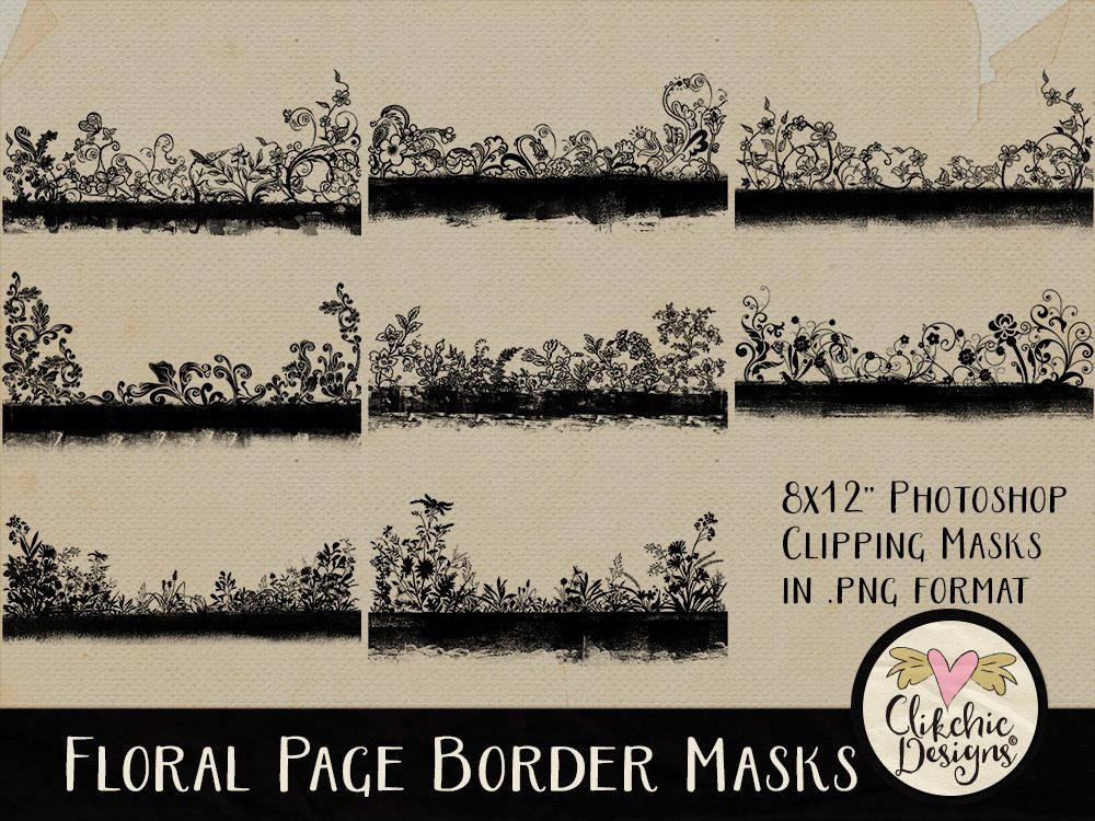 Floral Page Borders Photoshop Clipping Masks