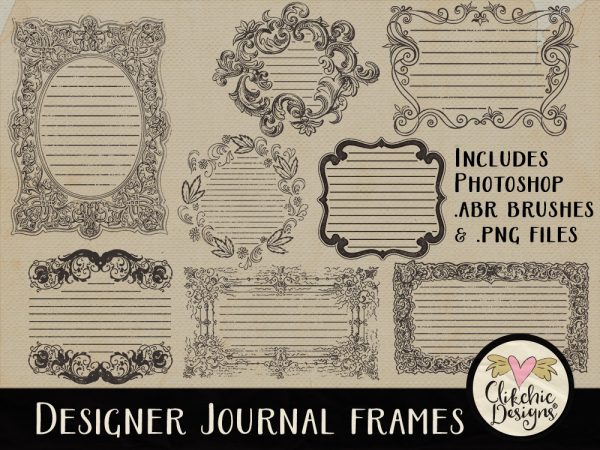 Designer Journal Frames and Photoshop Brushes
