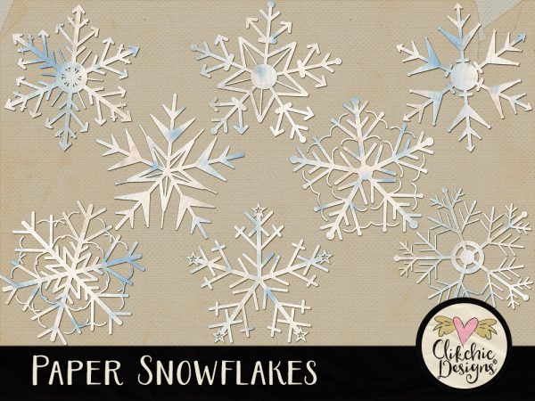 Paper Snowflakes Digital Scrapbook Elements