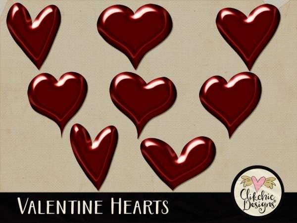 Valentine Hearts Digital Scrapbook Elements