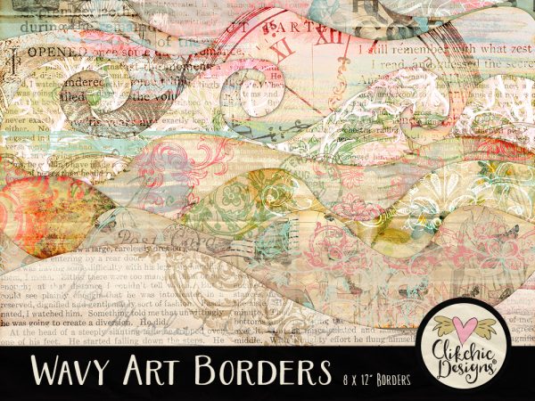 Wavy Art Digital Scrapbook Borders