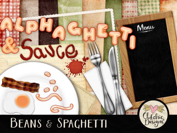 Beans And Spaghetti Breakfast Digital Scrapbook Kit