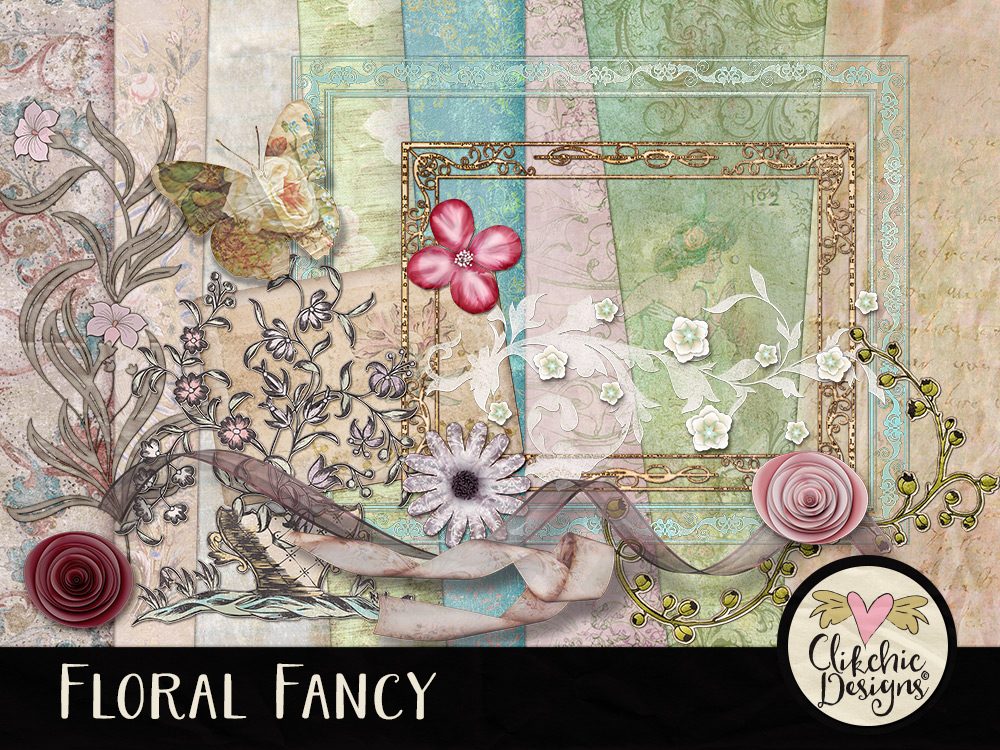 Floral Fancy Digital Scrapbook Kit by Clikchic Designs