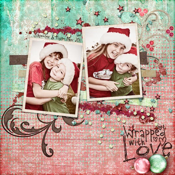 Merry Wishes Digital Scrapbook Kit Layout
