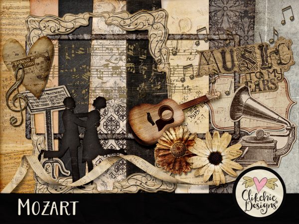 Mozart Music Digital Scrapbook Kit