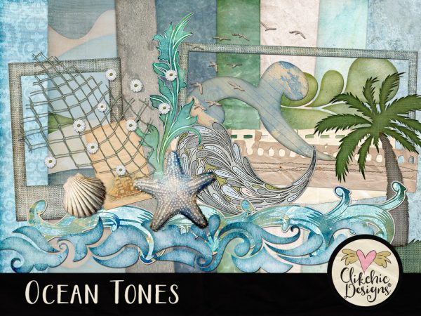 Ocean Tones Digital Scrapbook Kit