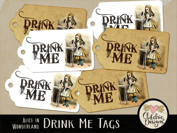 Alice in Wonderland Printable Drink Me Tags