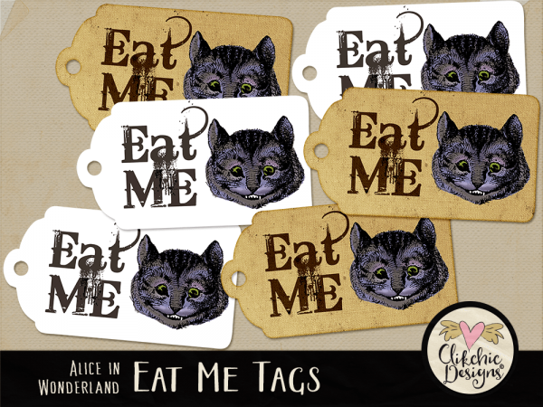 Alice In Wonderland Printable Eat Me Cheshire Cat Tags