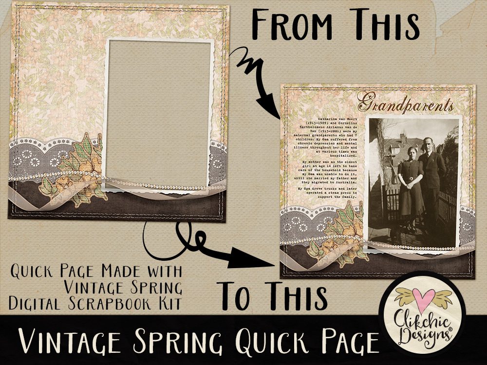 Vintage Spring Digital Scrapbook Quick Page