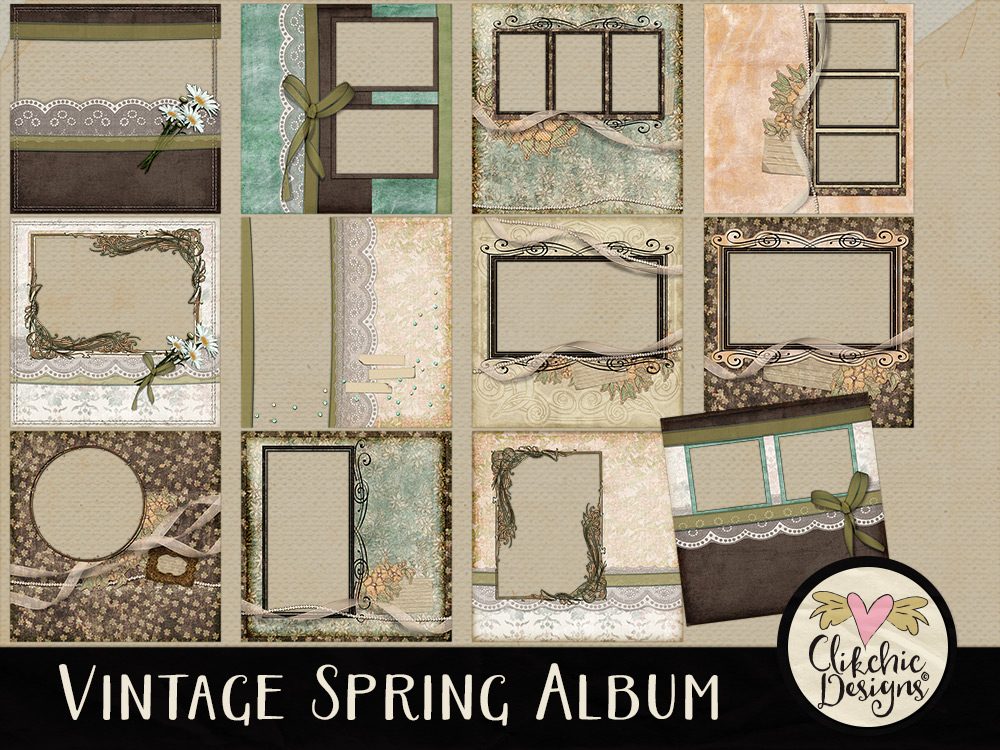 Vintage Spring Digital Scrapbook Quick Page