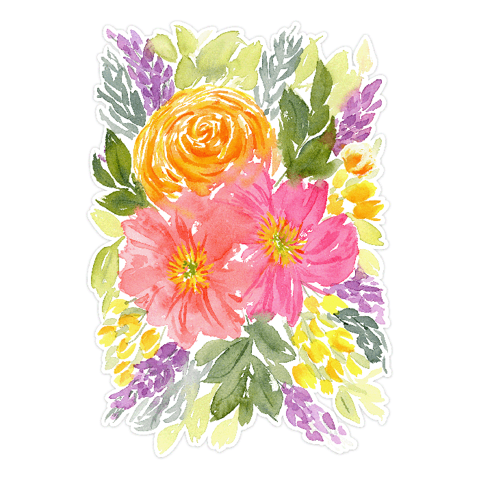 Watercolor Easter Spring Flower Floral Arrangement Print and Cut SVG Cutting File