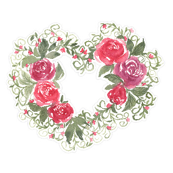 Watercolor Filigree Roses Heart Wreath Print and Cut by Clikchic Designs Available in the Silhouette Design Store