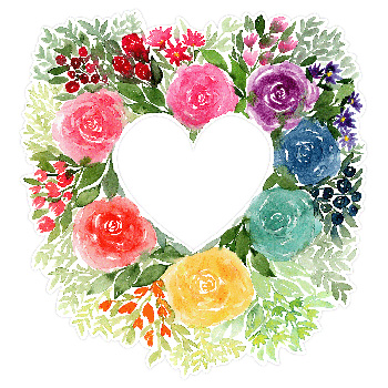 Watercolor Floral Rainbow Heart Wreath Print and Cut by Clikchic Designs Available in the Silhouette Design Store