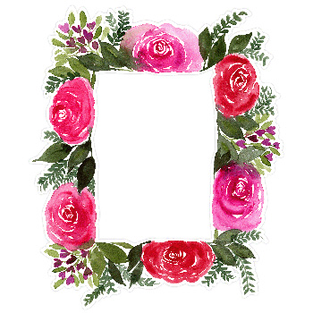 Watercolor Floral Rose Rectangle Frame print and Cut by Clikchic Designs available at the Silhouette Design Store