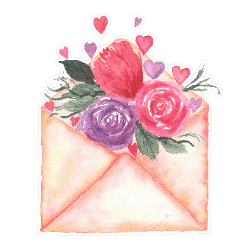 Watercolor Flowers and Hearts in Envelope Print and Cut by Clikchic Designs available in the Silhouette Design Store