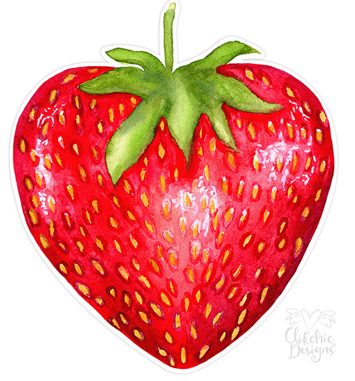 Heart Shaped Watercolour Strawberry Print and Cut SVG by Clikchic Designs