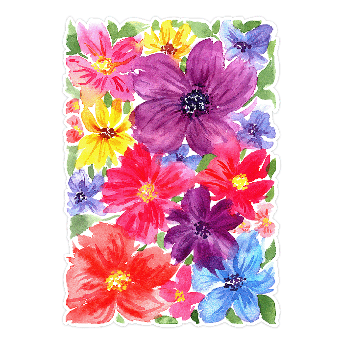 Fantasy Watercolor Flowers SVG Print and Cut