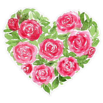 Pink Watercolor Roses Floral Heart Print and Cut by Clikchic Designs at the Silhouette Design Store