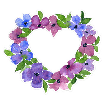 Watercolor Purple Blue Flowers Heart Wreath by Clikchic Designs Available in the Silhouette Design Store