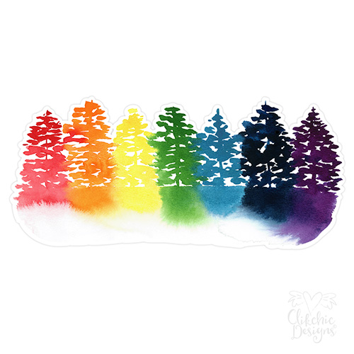 Watercolor Rainbow Trees Print and Cut by Clikchic Designs