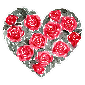 Red Watercolor Roses Floral Heart Print and Cut by Clikchic Designs at the Silhouette Design Store