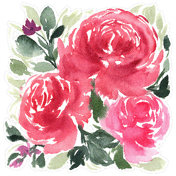 Red and Pink Watercolor Roses Arrangement by Clikchic Designs available at the Silhouette Design Store