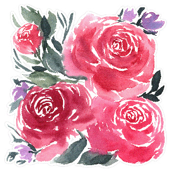 Red and Pink Watercolor Roses Arrangement by Clikchic Designs available at the Silhouette Design Store