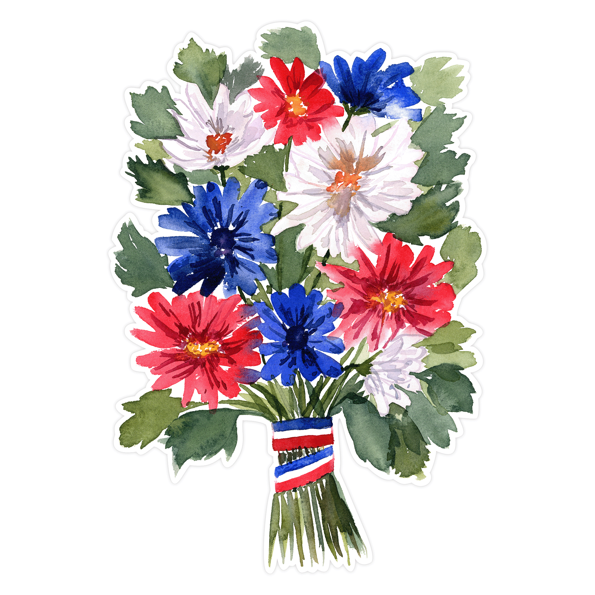 Red White Blue Floral Bouquet Print and Cut SVG