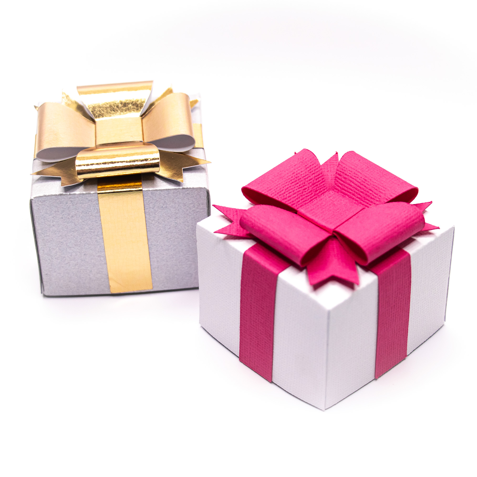 Silver and Gold and Pink and white jewellery gift boxes.
