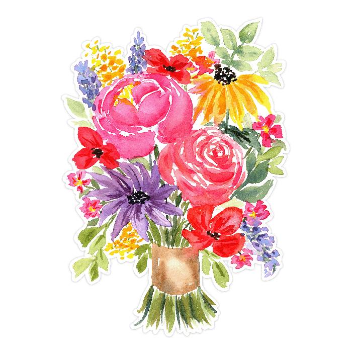 Watercolor Spring Flowers Floral Bouquet Print and Cut SVG Cutting File